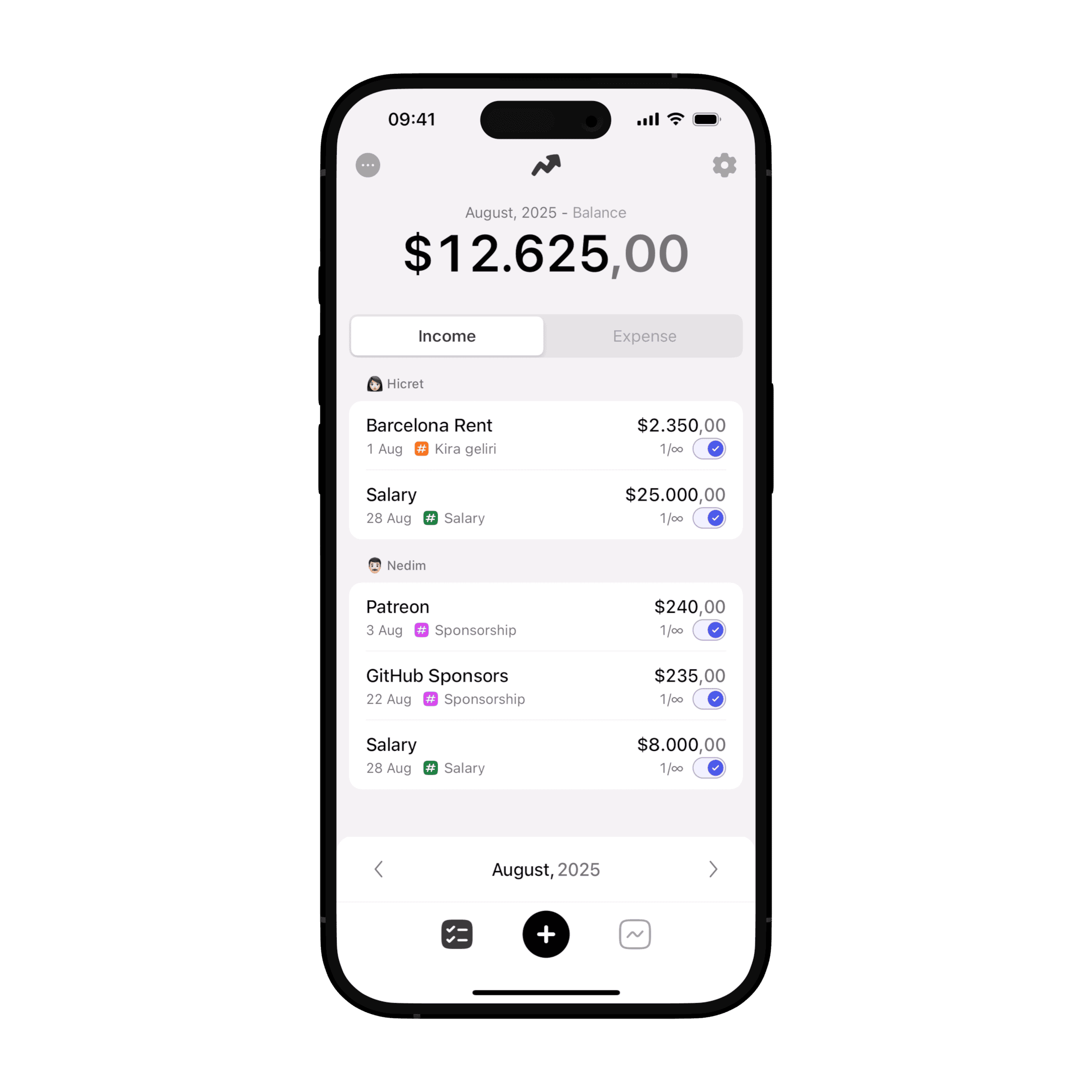 Income tracking